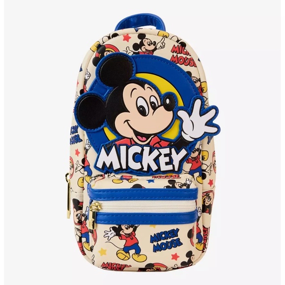 Loungefly Disney Mickey Mouse And Friends Allover Print Pencil Case NWT - Picture 1 of 5